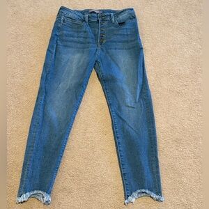 Just USA Cropped / Ankle Jeans in Blue with Frayed Hem, Women’s Size 12